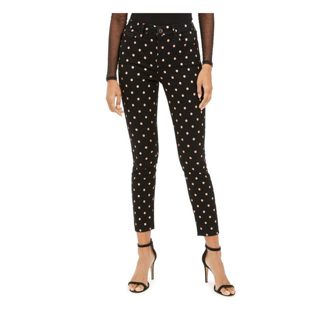 Jen 7 By 7 For All Mankind Womens Black Ankle Polka Dot Skinny Pants Petites 0